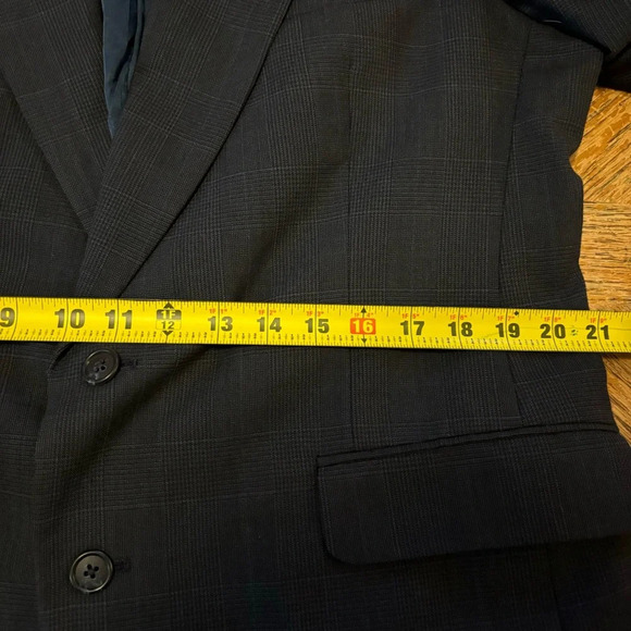 Vintage Jacket Blue Plaid 100% Wool Blazer John Alexander for Foleys 42R X 36W - Picture 6 of 10